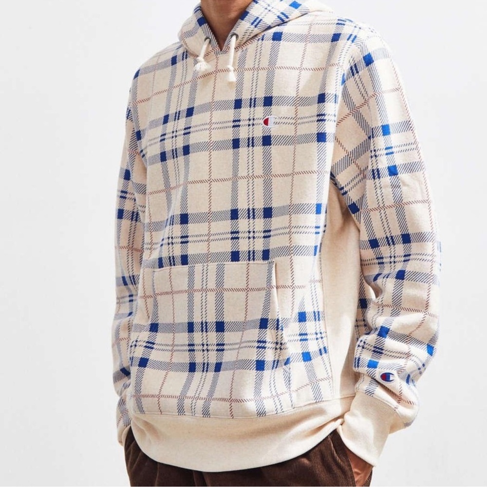 Champion UO-Exclusive Plaid Reverse Weave Hoodie NEW
